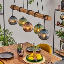 Koyoto Suspension, Boule lumineuse, Suspension Écru, Noir, 5 lumières