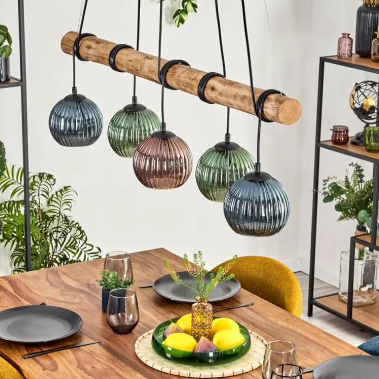 Koyoto Suspension, Boule lumineuse, Suspension Écru, Noir, 5 lumières