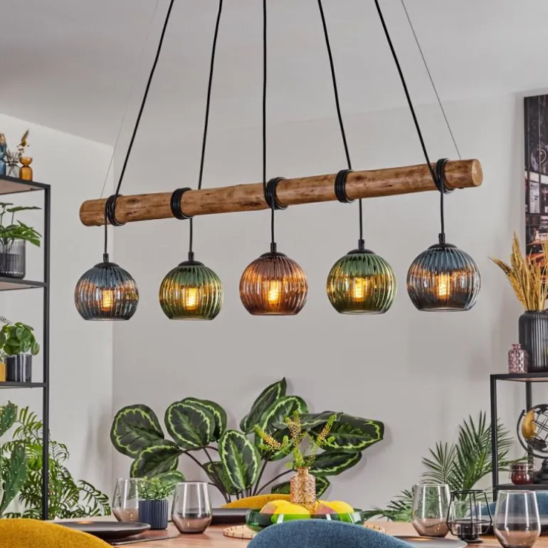 Koyoto Suspension, Boule lumineuse, Suspension Écru, Noir, 5 lumières