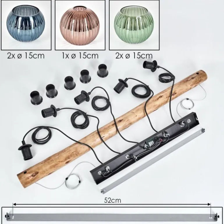 Koyoto Suspension, Boule lumineuse, Suspension Écru, Noir, 5 lumières