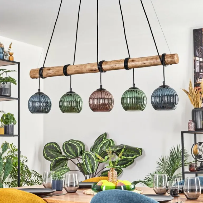 Koyoto Suspension, Boule lumineuse, Suspension Écru, Noir, 5 lumières