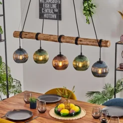Koyoto Suspension, Boule lumineuse, Suspension Écru, Noir, 5 lumières