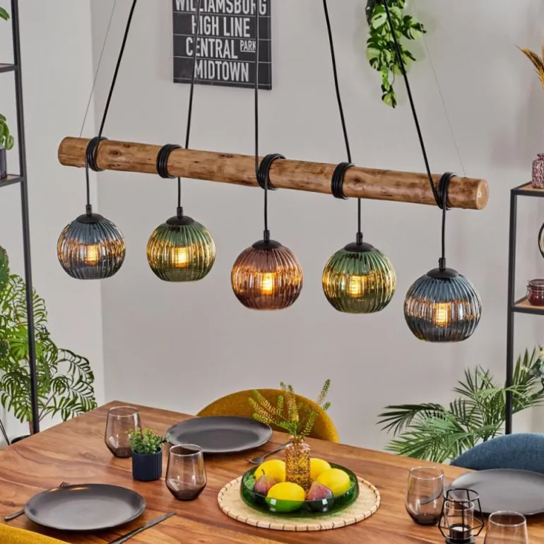 Koyoto Suspension, Boule lumineuse, Suspension Écru, Noir, 5 lumières