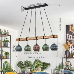 Koyoto Suspension, Boule lumineuse, Suspension Écru, Noir, 5 lumières