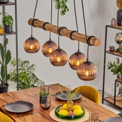Koyoto Suspension, Boule lumineuse, Suspension Écru, Noir, 5 lumières