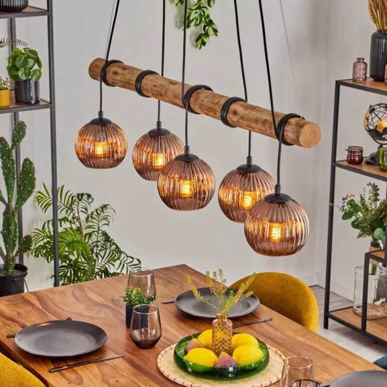 Koyoto Suspension, Boule lumineuse, Suspension Écru, Noir, 5 lumières