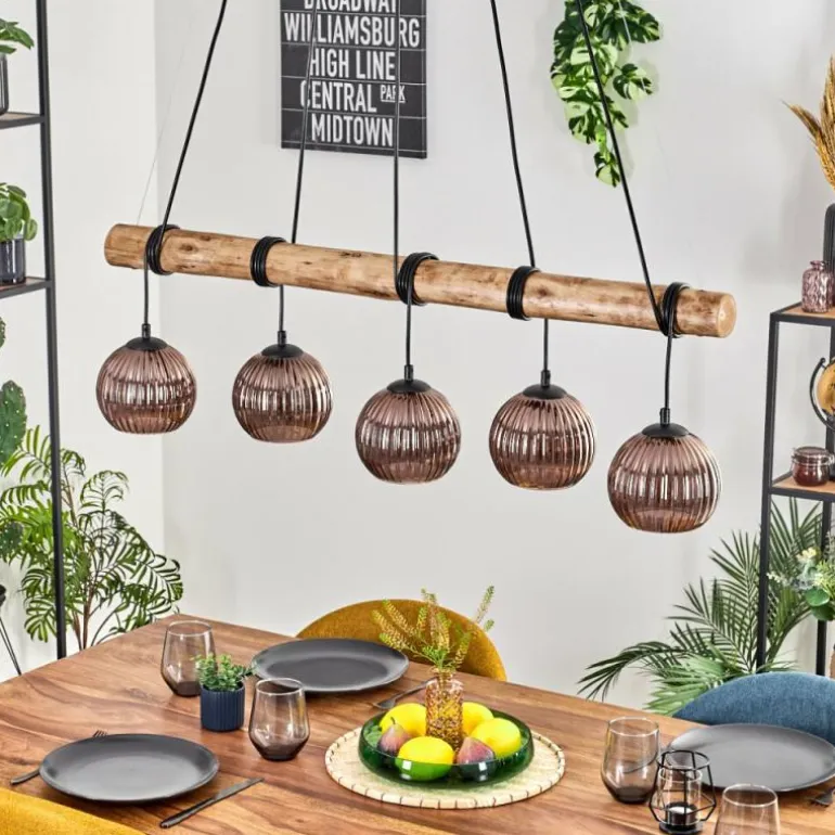 Koyoto Suspension, Boule lumineuse, Suspension Écru, Noir, 5 lumières
