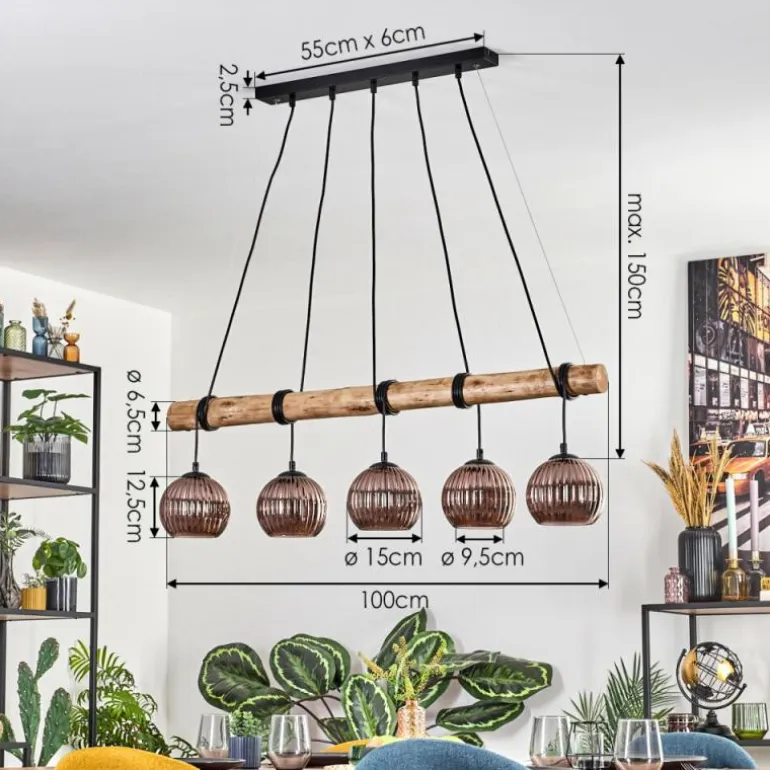 Koyoto Suspension, Boule lumineuse, Suspension Écru, Noir, 5 lumières