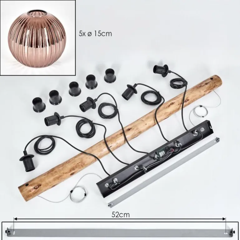 Koyoto Suspension, Boule lumineuse, Suspension Écru, Noir, 5 lumières