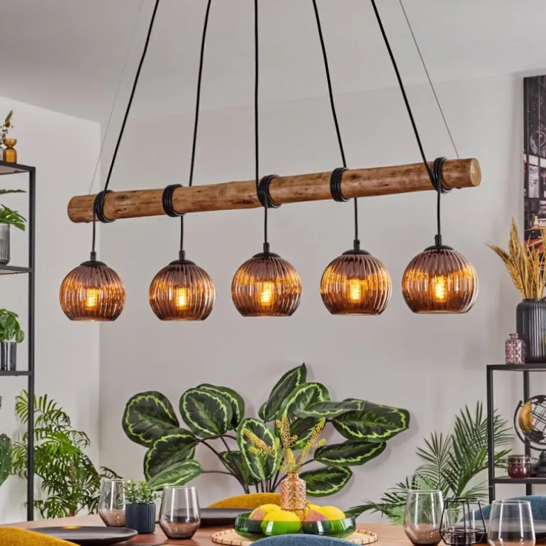 Koyoto Suspension, Boule lumineuse, Suspension Écru, Noir, 5 lumières