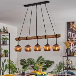 Koyoto Suspension, Boule lumineuse, Suspension Écru, Noir, 5 lumières