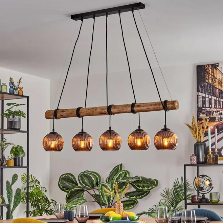 Koyoto Suspension, Boule lumineuse, Suspension Écru, Noir, 5 lumières