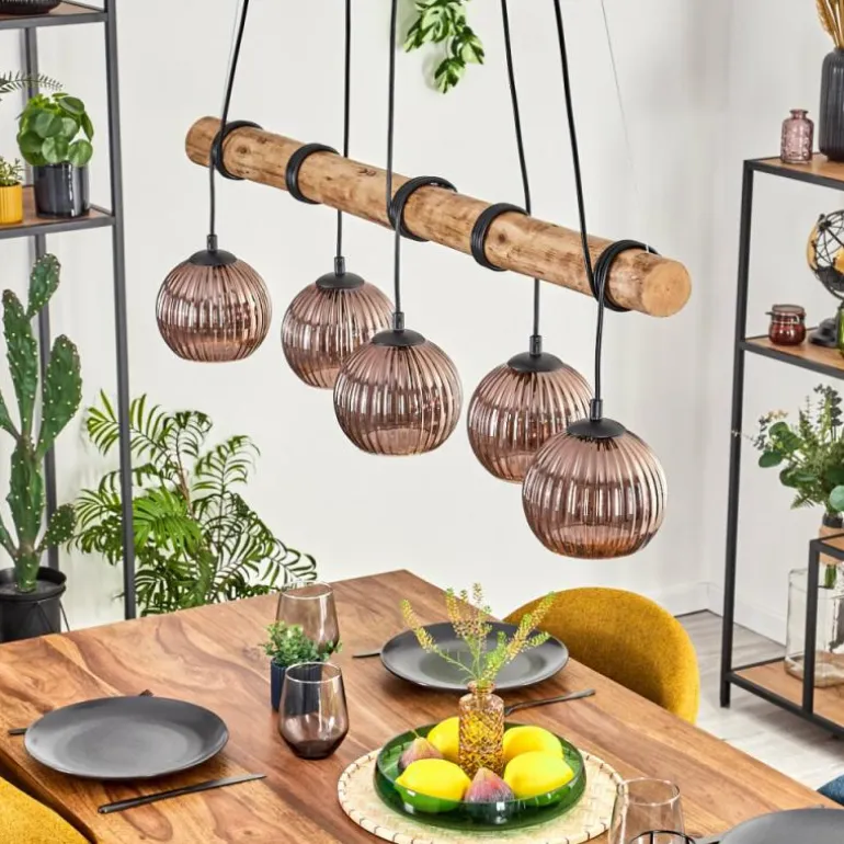 Koyoto Suspension, Boule lumineuse, Suspension Écru, Noir, 5 lumières