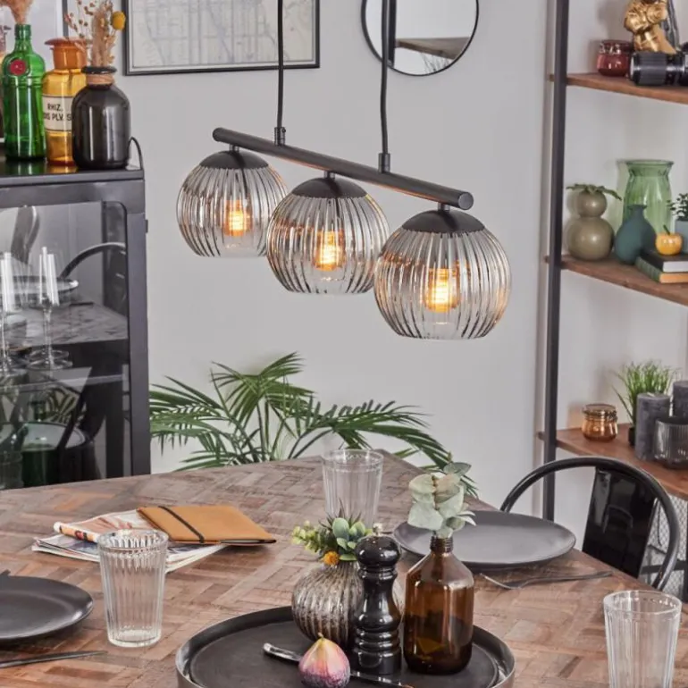 Koyoto Suspension, Boule lumineuse, Suspension Clair, Fumé, 3 lumières