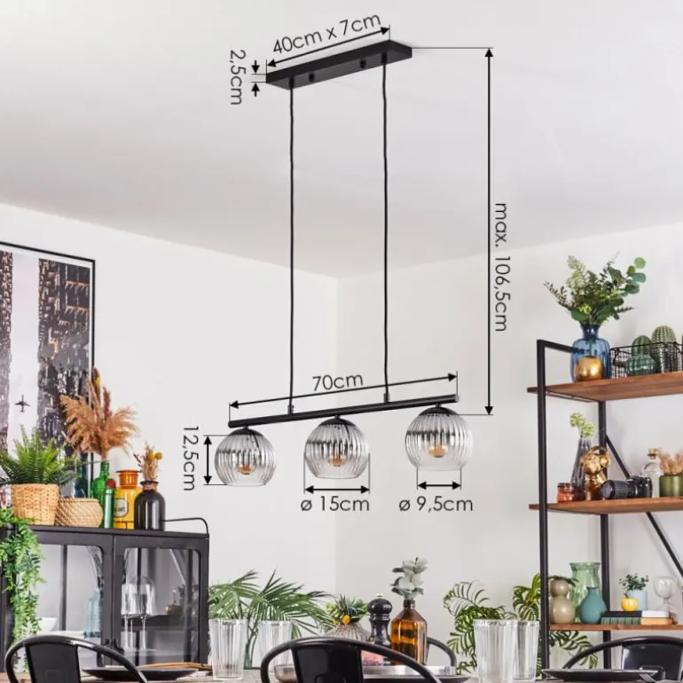 Koyoto Suspension, Boule lumineuse, Suspension Clair, Fumé, 3 lumières