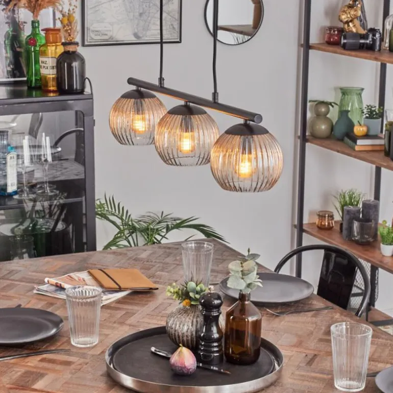 Koyoto Suspension, Boule lumineuse, Suspension Ambre, Clair, 3 lumières