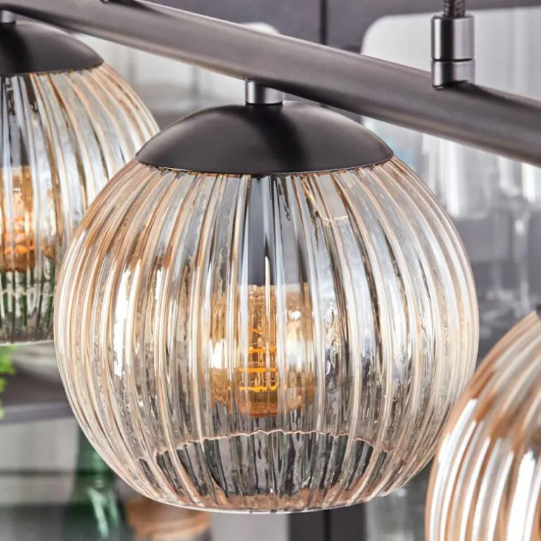 Koyoto Suspension, Boule lumineuse, Suspension Ambre, Clair, 3 lumières