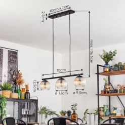 Koyoto Suspension, Boule lumineuse, Suspension Ambre, Clair, 3 lumières