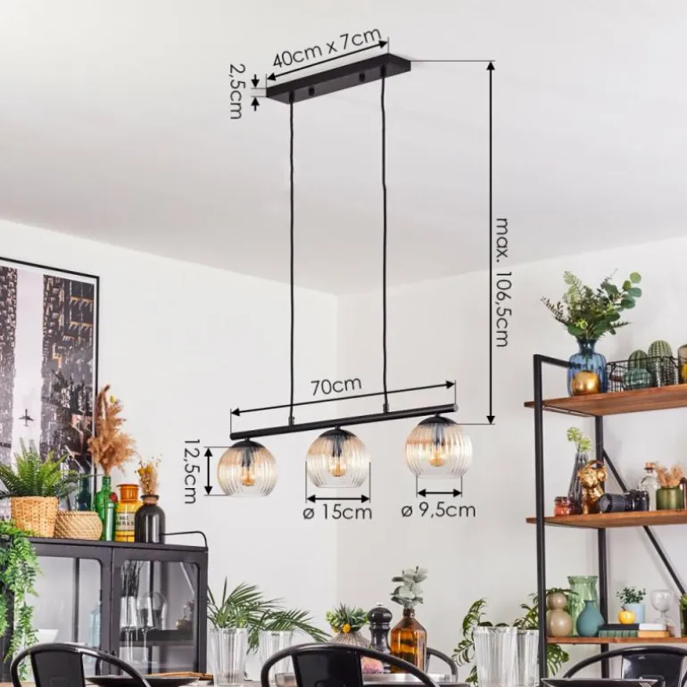 Koyoto Suspension, Boule lumineuse, Suspension Ambre, Clair, 3 lumières
