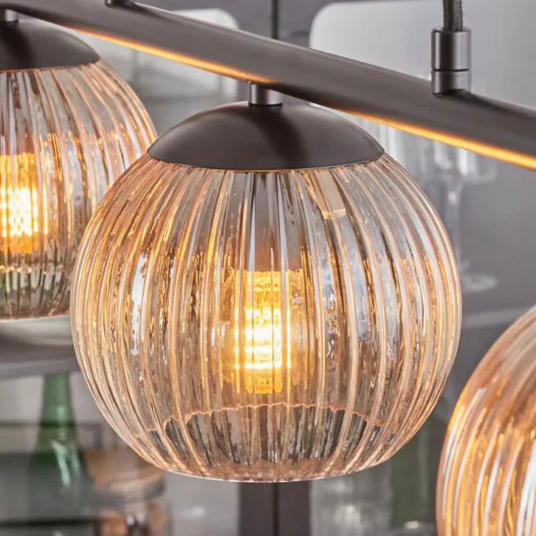 Koyoto Suspension, Boule lumineuse, Suspension Ambre, Clair, 3 lumières