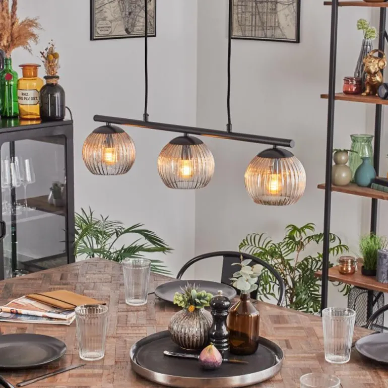 Koyoto Suspension, Boule lumineuse, Suspension Ambre, Clair, 3 lumières