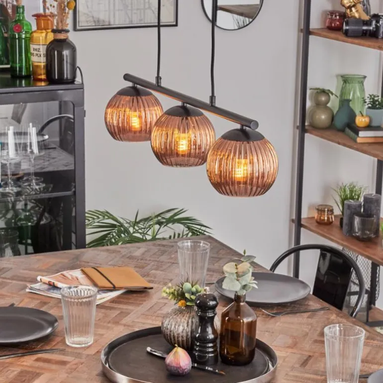 Koyoto Suspension, Boule lumineuse, Suspension Cuivré, 3 lumières