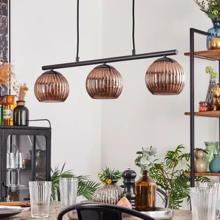 Koyoto Suspension, Boule lumineuse, Suspension Cuivré, 3 lumières