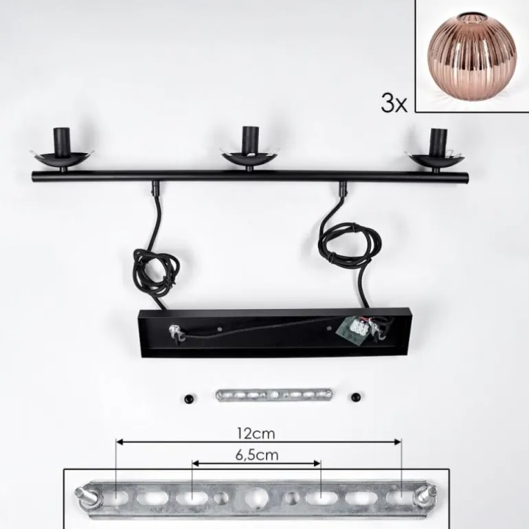 Koyoto Suspension, Boule lumineuse, Suspension Cuivré, 3 lumières