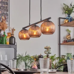 Koyoto Suspension, Boule lumineuse, Suspension Cuivré, 3 lumières