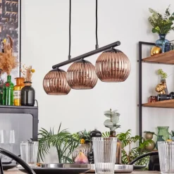 Koyoto Suspension, Boule lumineuse, Suspension Cuivré, 3 lumières