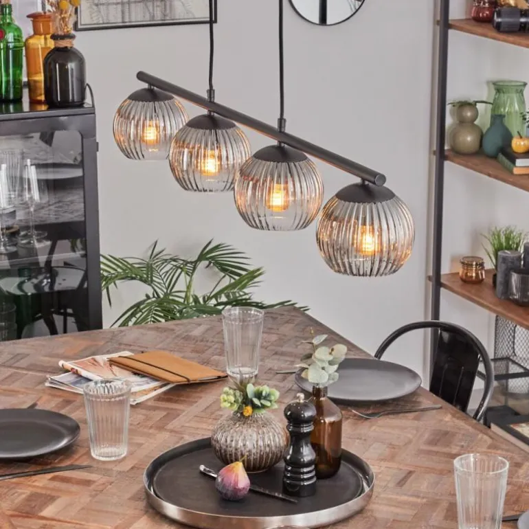 Koyoto Suspension, Boule lumineuse, Suspension Clair, Fumé, 4 lumières