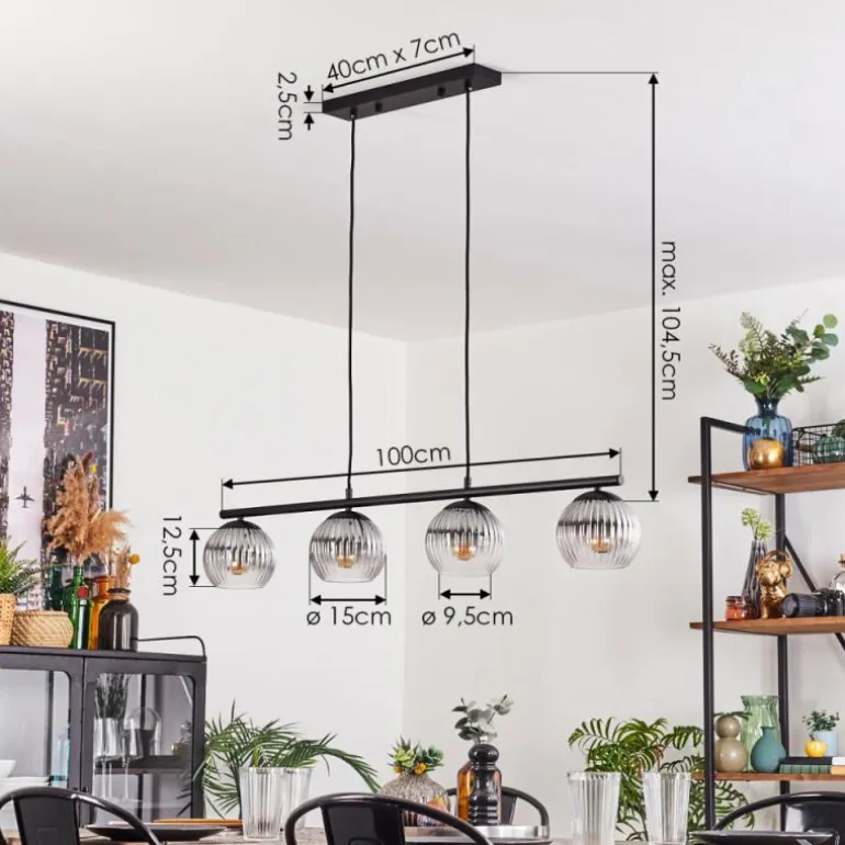 Koyoto Suspension, Boule lumineuse, Suspension Clair, Fumé, 4 lumières