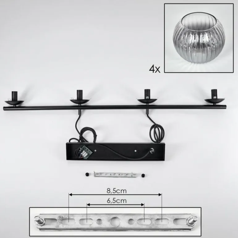 Koyoto Suspension, Boule lumineuse, Suspension Clair, Fumé, 4 lumières