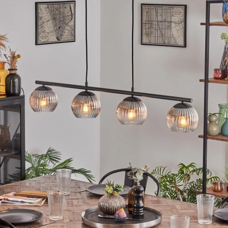 Koyoto Suspension, Boule lumineuse, Suspension Clair, Fumé, 4 lumières