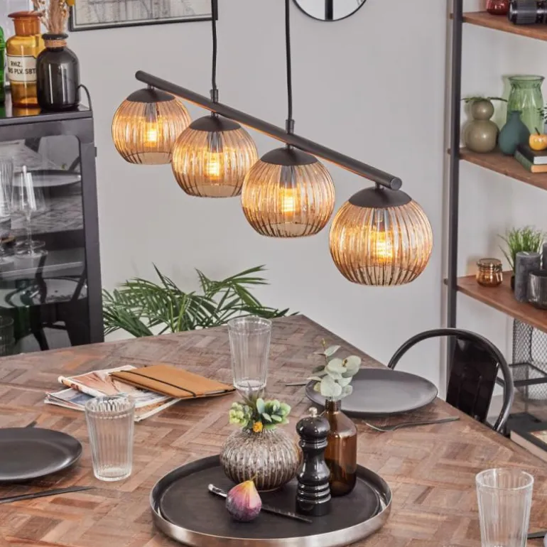 Koyoto Suspension, Boule lumineuse, Suspension Ambre, 4 lumières