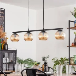 Koyoto Suspension, Boule lumineuse, Suspension Ambre, 4 lumières