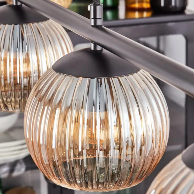 Koyoto Suspension, Boule lumineuse, Suspension Ambre, 4 lumières