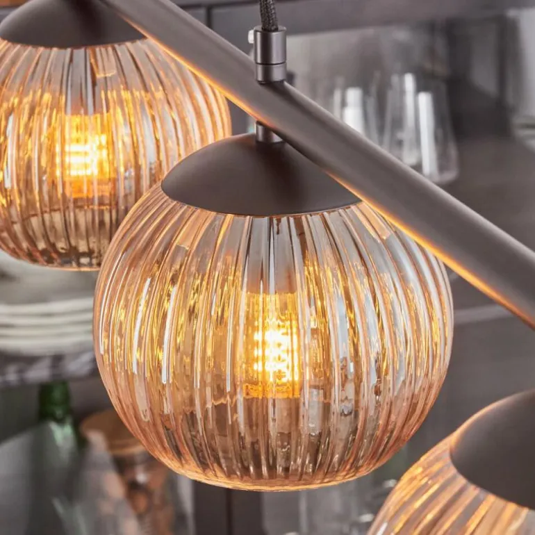 Koyoto Suspension, Boule lumineuse, Suspension Ambre, 4 lumières