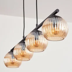 Koyoto Suspension, Boule lumineuse, Suspension Ambre, 4 lumières