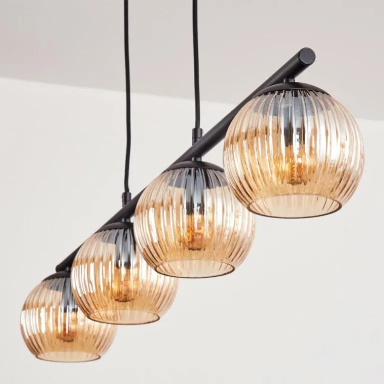 Koyoto Suspension, Boule lumineuse, Suspension Ambre, 4 lumières