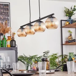 Koyoto Suspension, Boule lumineuse, Suspension Ambre, 4 lumières