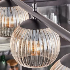 Koyoto Suspension, Boule lumineuse, Suspension Ambre, Clair, 4 lumières
