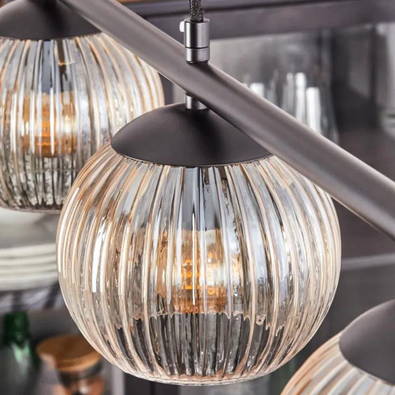 Koyoto Suspension, Boule lumineuse, Suspension Ambre, Clair, 4 lumières