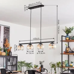Koyoto Suspension, Boule lumineuse, Suspension Ambre, Clair, 4 lumières