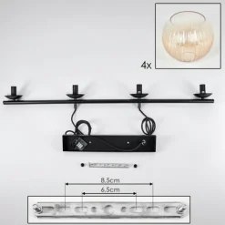 Koyoto Suspension, Boule lumineuse, Suspension Ambre, Clair, 4 lumières
