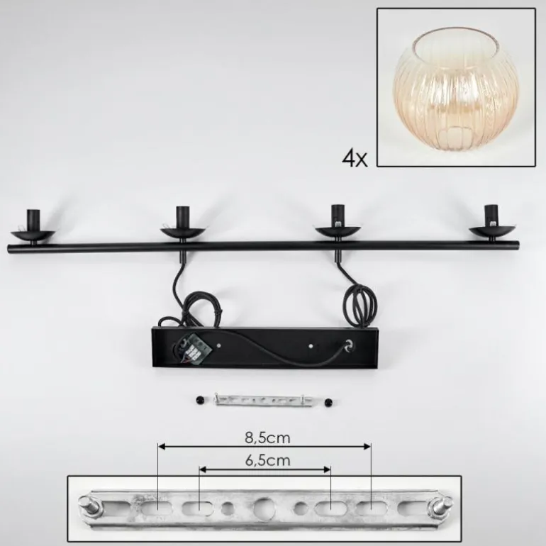 Koyoto Suspension, Boule lumineuse, Suspension Ambre, Clair, 4 lumières