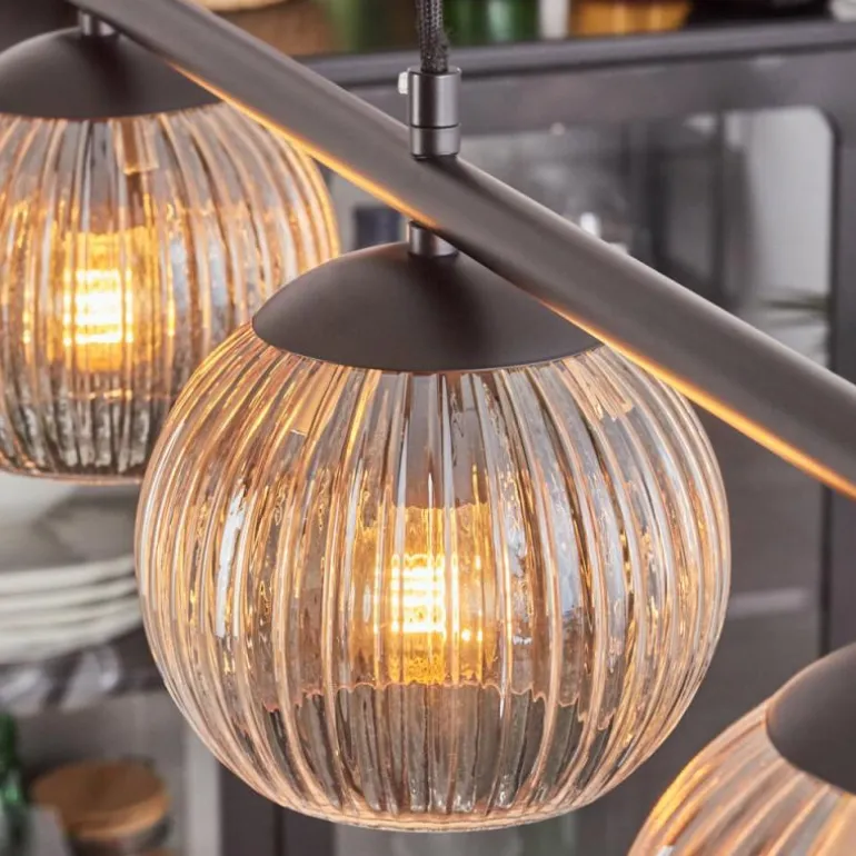 Koyoto Suspension, Boule lumineuse, Suspension Ambre, Clair, 4 lumières