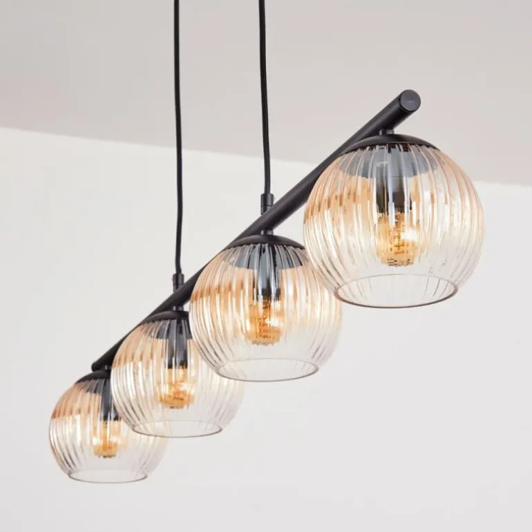 Koyoto Suspension, Boule lumineuse, Suspension Ambre, Clair, 4 lumières
