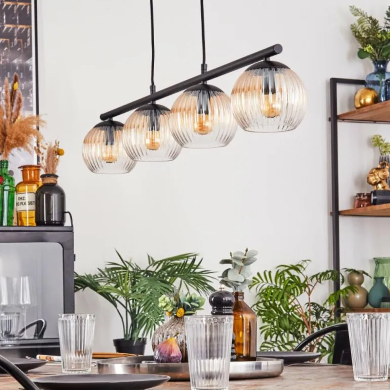 Koyoto Suspension, Boule lumineuse, Suspension Ambre, Clair, 4 lumières