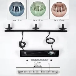 Koyoto Suspension, Boule lumineuse, Suspension Bleu, Vert, Cuivré, 3 lumières